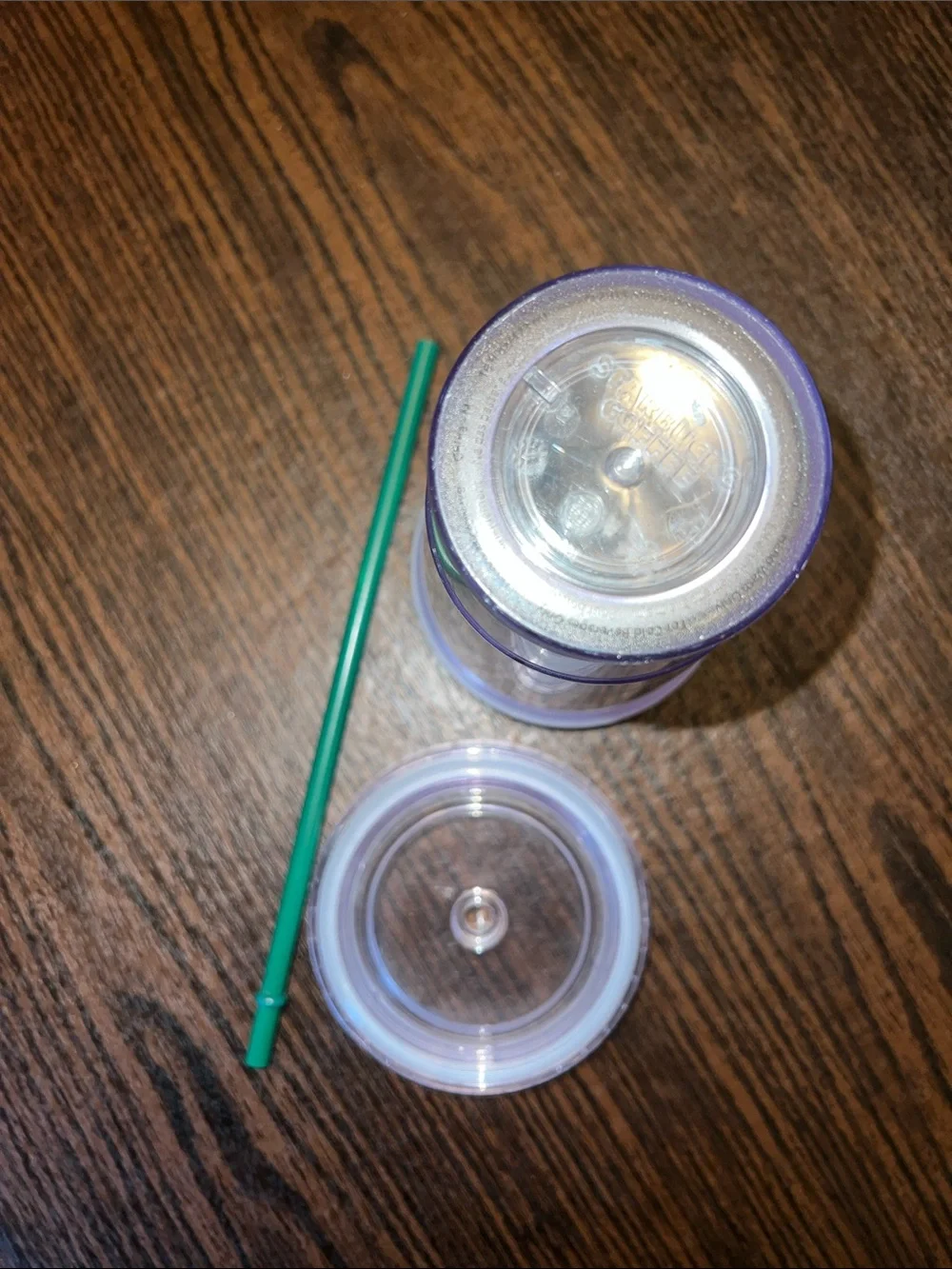 Starbucks Clear Iridescent Plastic Tumbler with Green Logo and Green Straw